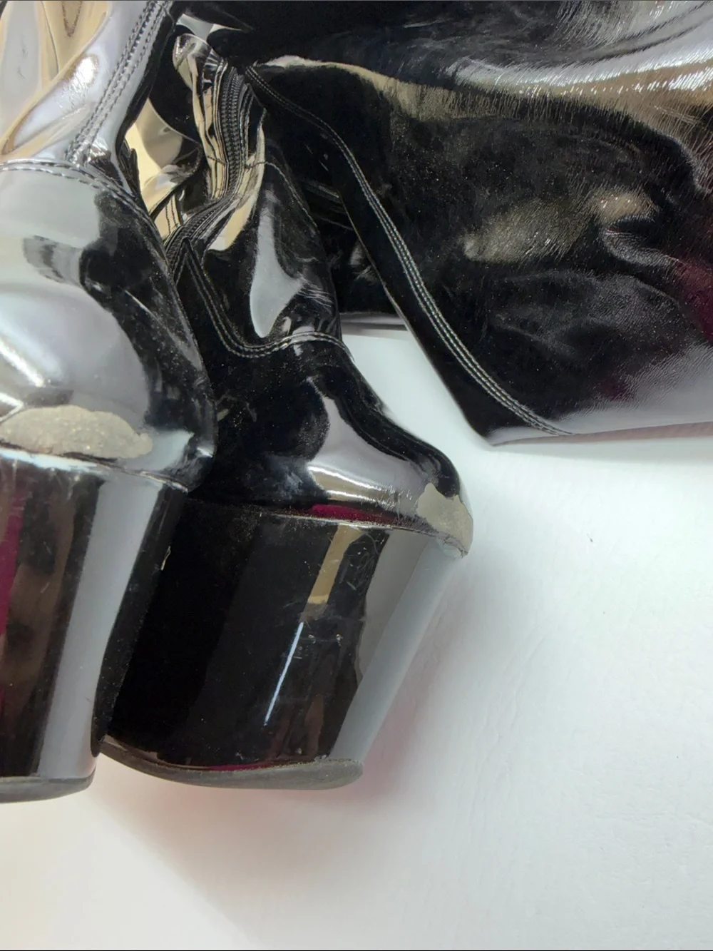 Glossy Black Patent Over-the-Knee Platform Boots
